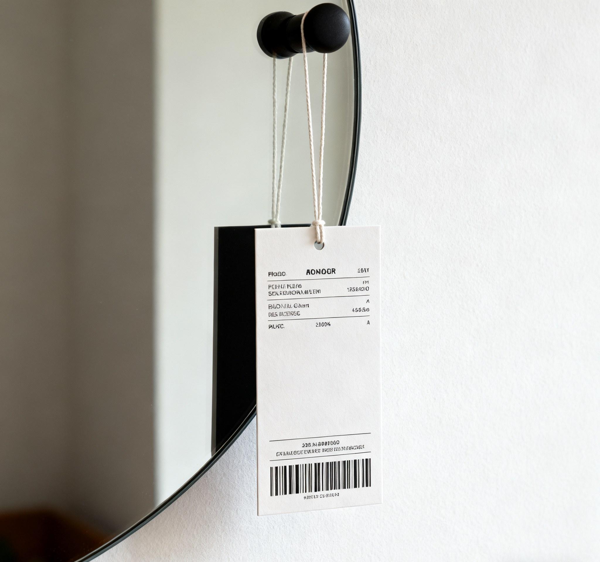Shiny mirror hang tags with metallic finish